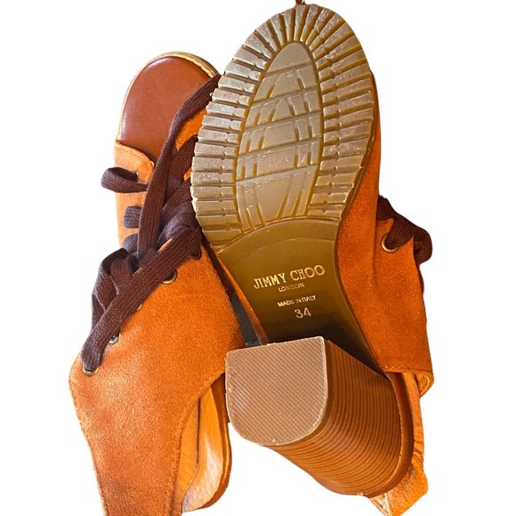 (2 for $45) Jimmy Choo Lace-Up Brown Sandals New - Picture 5 of 6